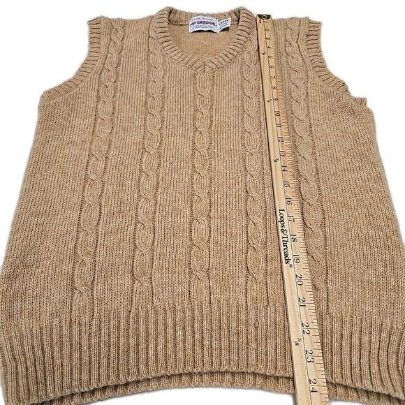 Vtg McGregor Mens Wool Cable-knit Sweater Vest Sz L Tan Preppy Academia Classic - Picture 6 of 8